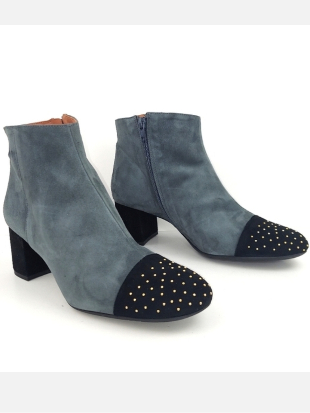 Brenda Zaro Gray Suede Studded Boots 9